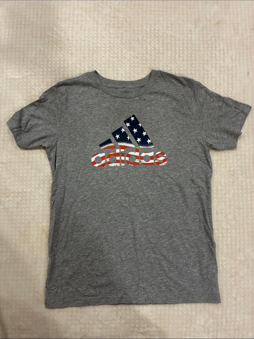 adidas Gray Tee with Stars & Stripes Logo